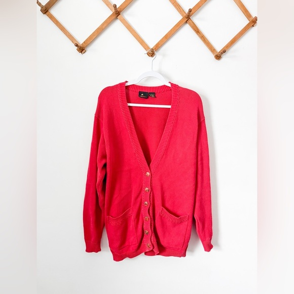 liz sport Sweaters - Vintage Liz Sport Red Cardigan Sweater
